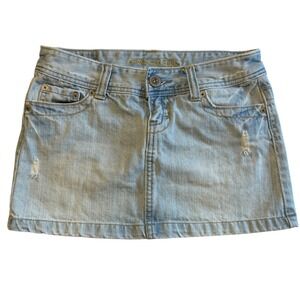 American Eagle Denim Mini Skirt Women's Size 4 Light Wash Distressed
